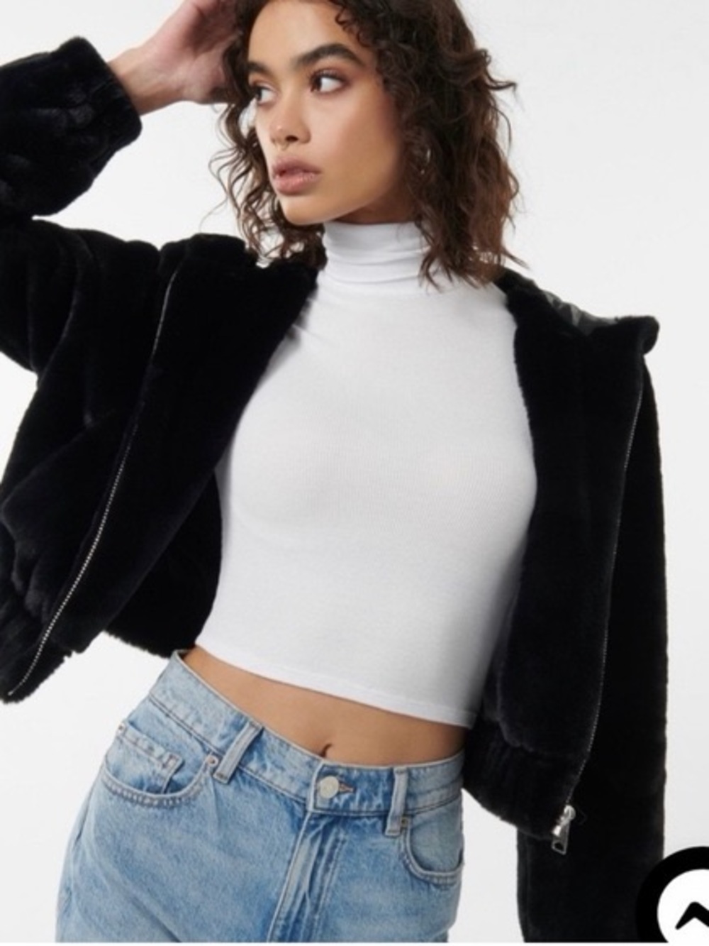 Garage Black Faux Fur Teddy Jacket
